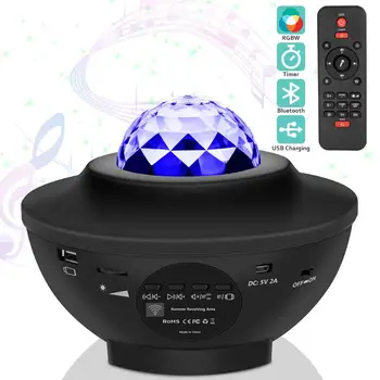 

2020 New Starry Sky Projector Bluetooth USB Voice Control Music Player LED Night Light Romantic Projection Lamp Birthday Gift