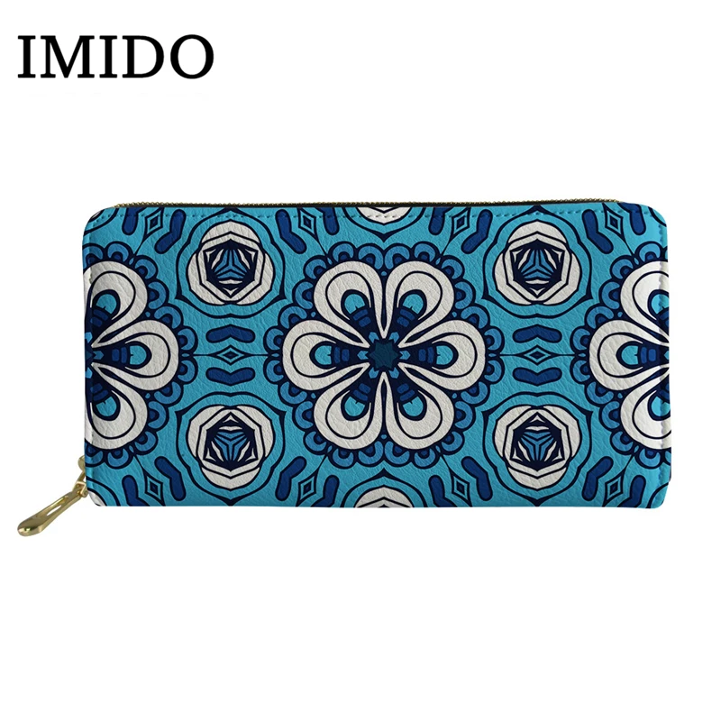 

IMIDO Retro Flower Printed Long Wallet Wallet Leather Women Personalized Wallet Wallet With Coin Pocket Zipper Wallet Custom2019