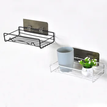 

Bathroom Metal Shelf Storage Rack Iron Punch-Free Firm Shower Kitchen Fitted Wall Storage Organizer Rack