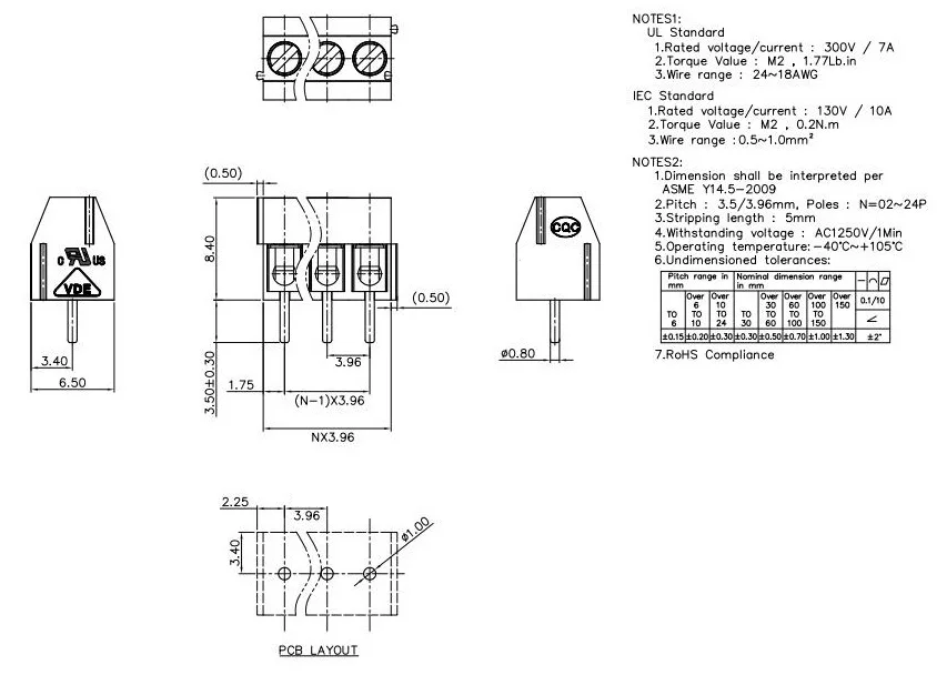 KF396 3,96 2P 3P PCB универсальные Винтовые клеммные блоки DG350 3,96 мм 2PIN 3 Pin Можно прошить Феникс контакт DEGSON KEFA YANNIU