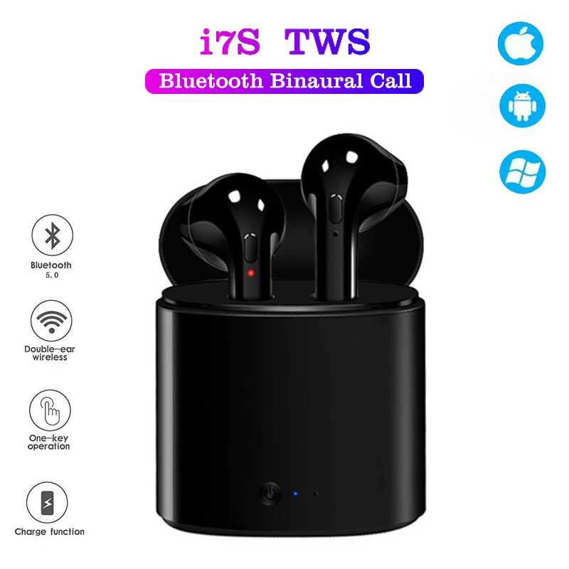 Беспроводные наушники i7s TWS с зарядным устройством Спортивная гарнитура Bluetooth 5 0