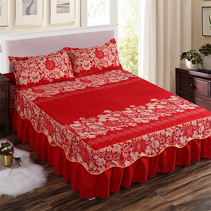 Bed Skirt-17 Домашний текстиль покрывало Европейский стиль покрывало полиэстер хлопок постельные юбки цветы красочные постельное белье размер queen - Цвет: Bed Skirt-17