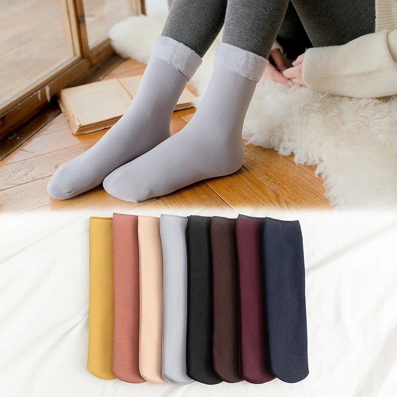 1 пара, calcetines, зимние носки, женские толстые теплые носки, мужские и женские носки-тапочки средней длины, женские носки Харадзюку
