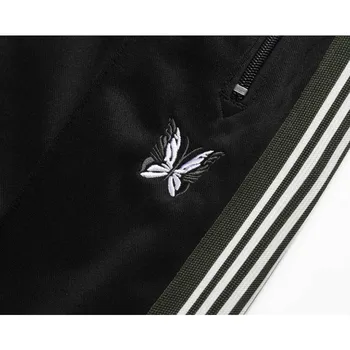 

Embroidery Jacket AWGE Needles Jacket Side Striped Ribbon Jackets Top Quality Butterfly Embroidery Men Women Streetwear Jacket