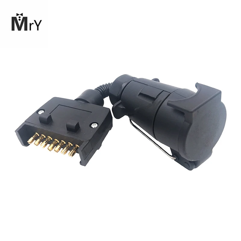 

7 Pin Trailer Connector Plug Adaptor Round Female to Flat Male Caravan Boat 21*6*5.5 cm/ 8.27*2.36*2.17 inch