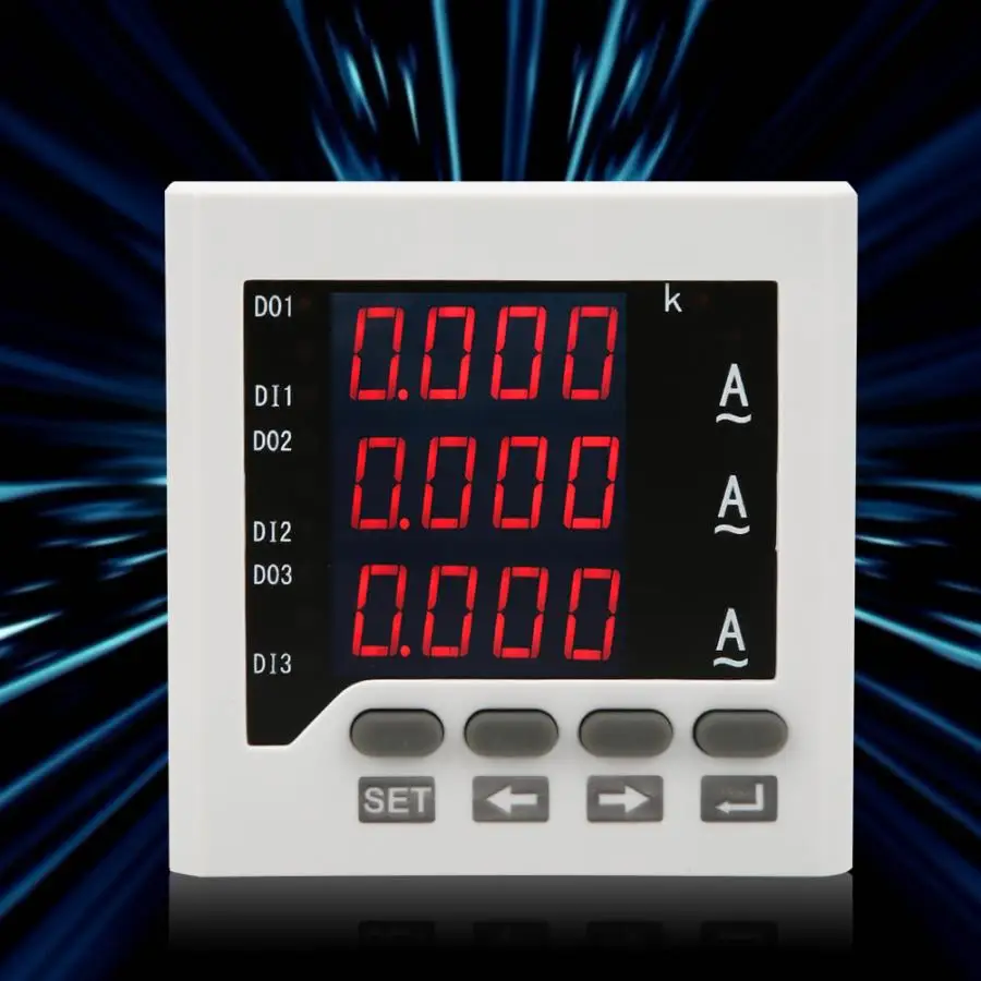 DTM-AA72 3 Phase Current Meter LED Digital Display Programmable Ammeter AC 5A Current Tester