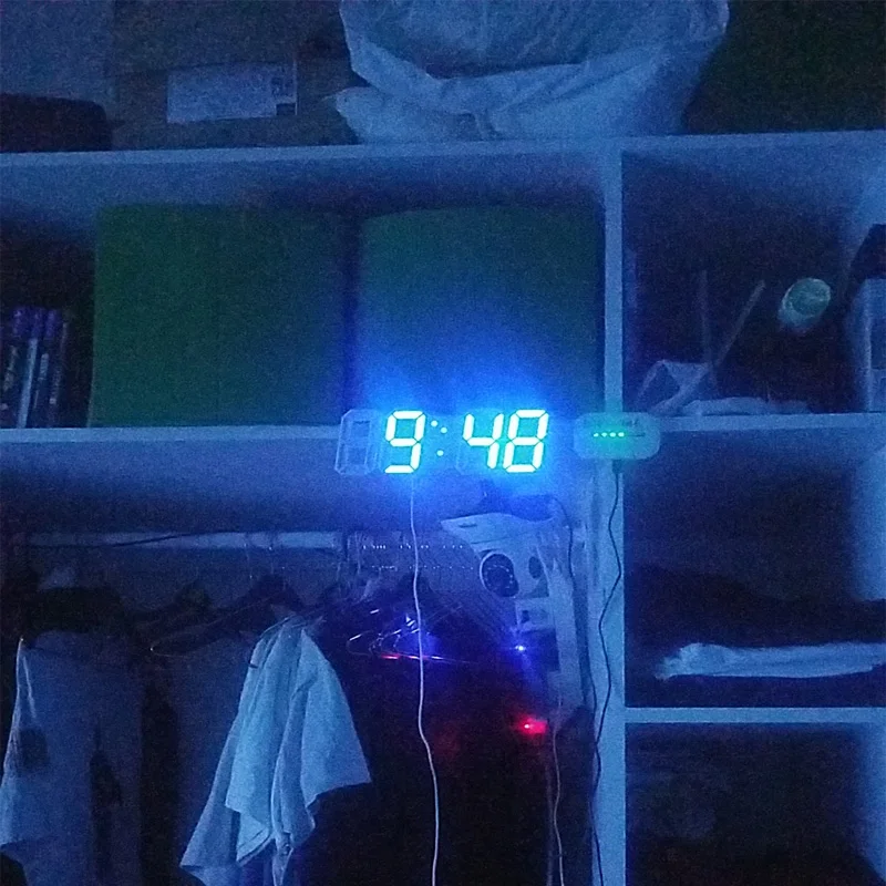 Towayer 3D Large LED Digital Wall Clock Date Time Celsius Nightlight Display Table Desktop Clocks Alarm Clock From Living Room