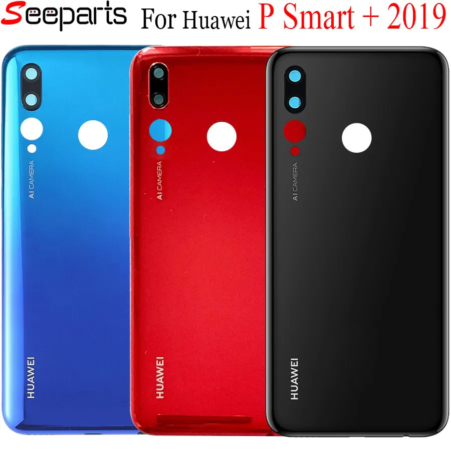 Новинка,, для huawei P Smart+, задняя крышка, крышка, корпус, чехол, заднее стекло, части для huawei P Smart Plus, корпус