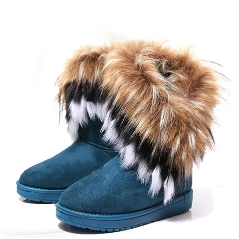 

Fashion Women's Boots Winter New Snow Boots in The Tube imitation Fox Hair Ladies Cotton Boots Comfortable Warm Women's Boots