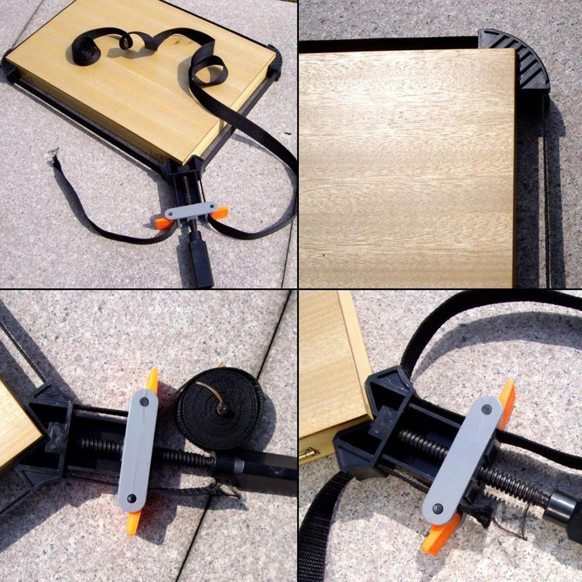 4 Jaws Rapid Corner Clamp Wood Working Band Strap Holder For Picture Frame Drawer Multifunction belt clamp Woodworking Quick Adjustable Band Clamp Polygonal clip 90 Degrees Right Angle Corner Photo Frame Clips