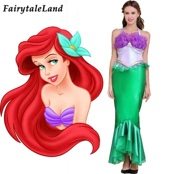 

The Little Mermaid Cosplay Costume Halloween Adult Women Princess Ariel Outfit Sexy Mermaid Dress Fancy Party Suit