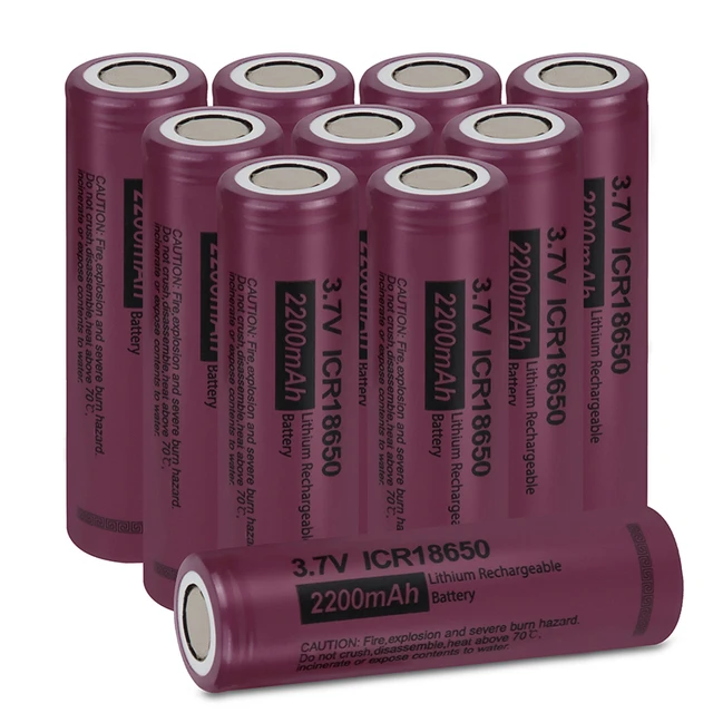 4-Pack of INR 18650 Red Lithium-Ion Rechargeable Batteries - 3.7V 2200mAh