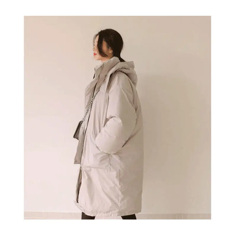 Зимняя куртка женская парка пальто с капюшоном теплая утепленная BF длинная куртка Верхняя одежда негабаритное пальто уличная Женская куртка парки Q1875