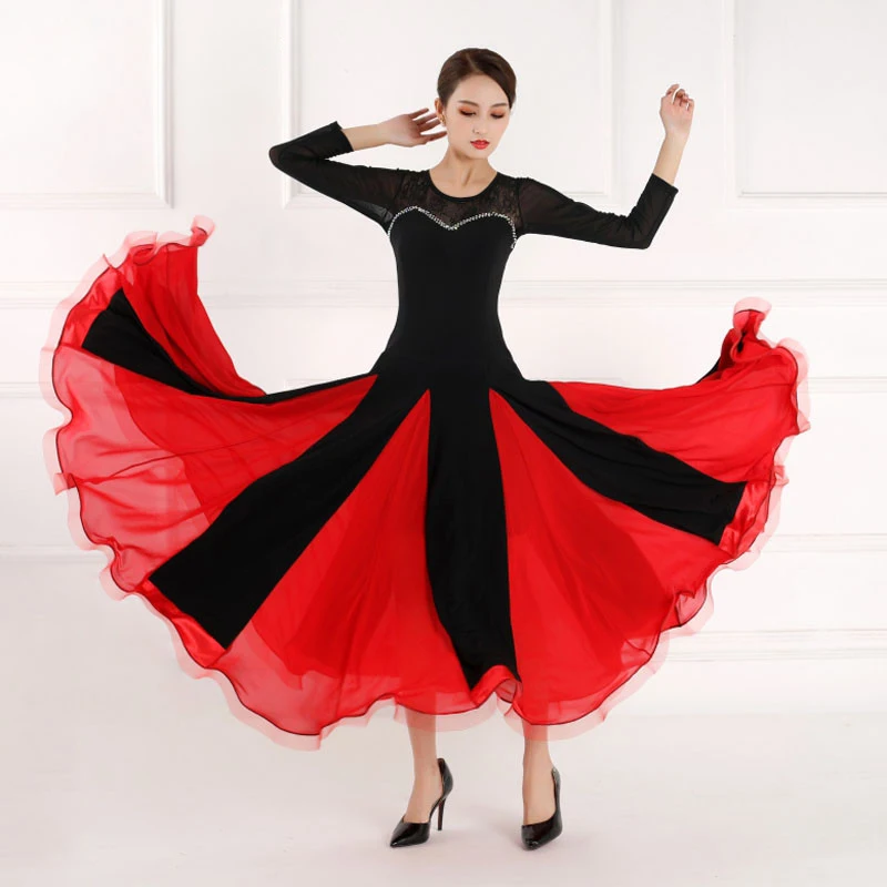 

National Standard Dance Practice Clothes New Female Adult Sexy Dress Modern Ballroom Dancing Profession Performance Skirt