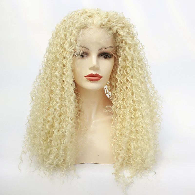 Парик для косплея афро кудрявый естественный вид блонд#613 цвет синтетический парик шнурка жаропрочные кружева передние кудрявые синтетические парики