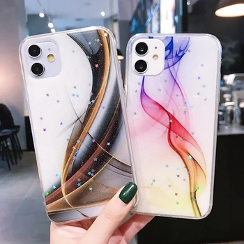 

LOVECOM Cute Glitter Stars Colorful Phone Case For iPhone 11 Pro Max XR XS Max 7 8 Plus X SE 2020 Soft Epoxy Back Cover Gift