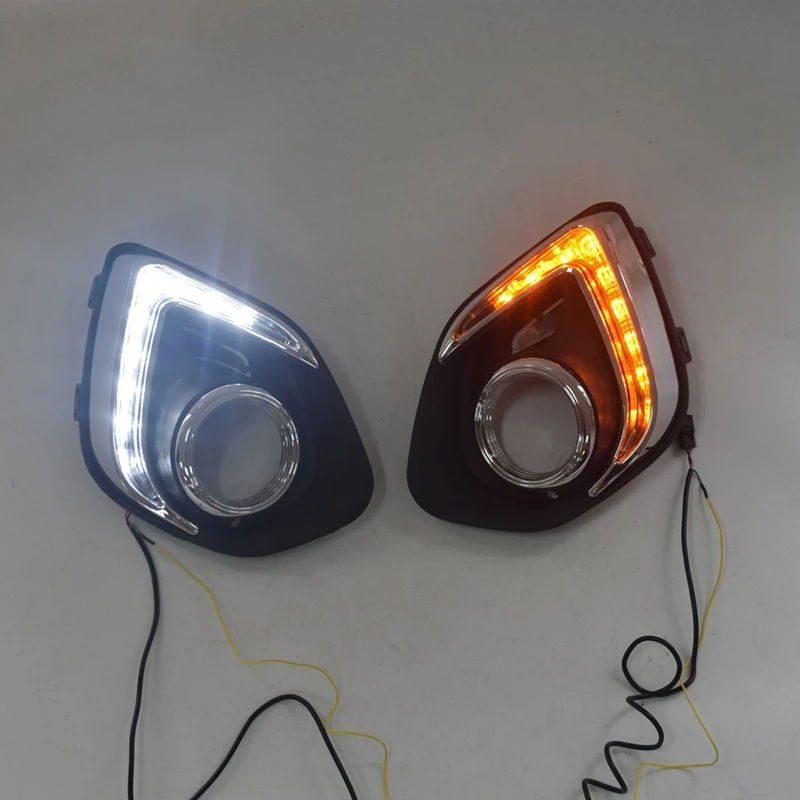 DHBH-LED DRL Дневной светильник противотуманная фара автомобиля 12V для бега светильник s для Mitsubishi ASX 2013 - Цвет: White Yellow Lights