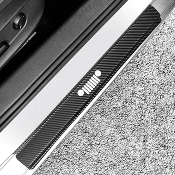 

4PCS Carbon Fiber Car Stickers for Jeep Wrangler TrailHawk Compass Renegade Car Door Edge Sill Strips Protector Sticker