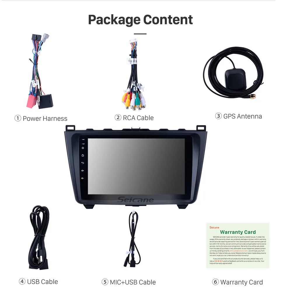 Sale Seicane Car Navi Android9.0 HD 9" 1Din Stereo For Mazda 6 Ruiyi 2008-2015 GPS Multimedia Player With Steering Wheel Control OBD2 16