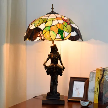 

40cm Vintage grape Tiffany stained glass living room dining room bedroom table lamp American art gift lamp