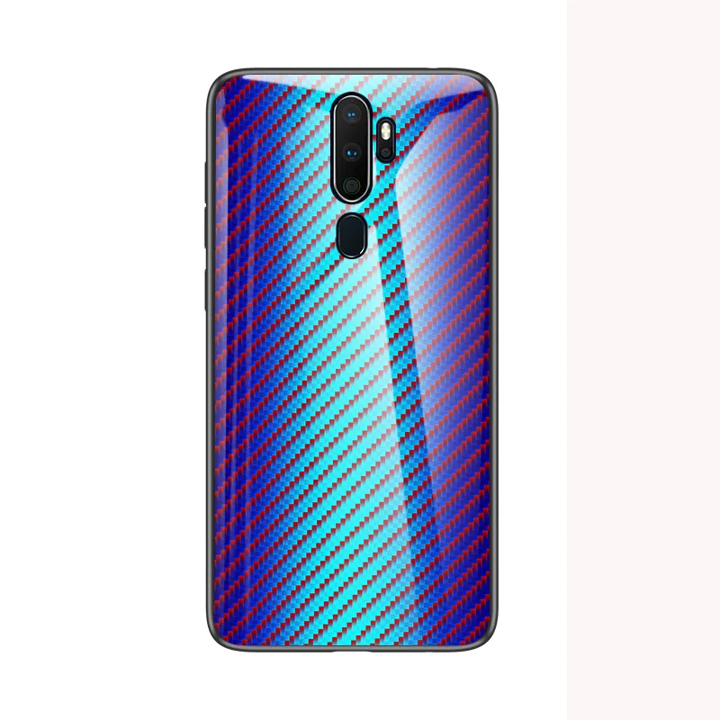 Для Oppo A9 A5 чехол для телефона Премиум углеродного волокна из закаленного стекла жесткая задняя силиконовая рамка чехол для Oppo reno 2