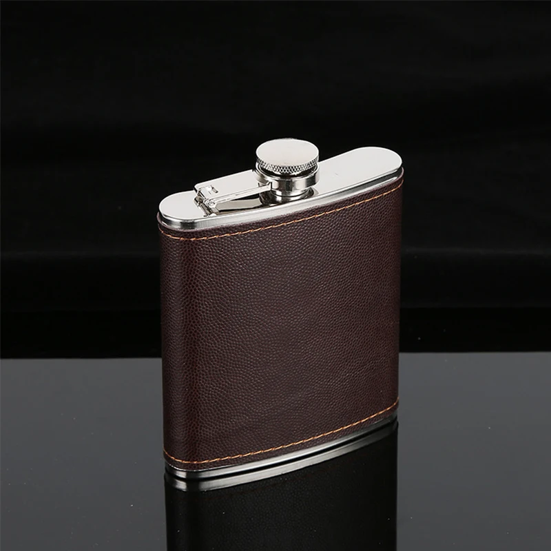 6oz (Brown) 6 унций карманная фляжка из нержавеющей стали фляжка с коричневой кожей, обернутая и герметичная алкоголь виски фляга карманная фляга для вина - Цвет: 6oz (Brown)