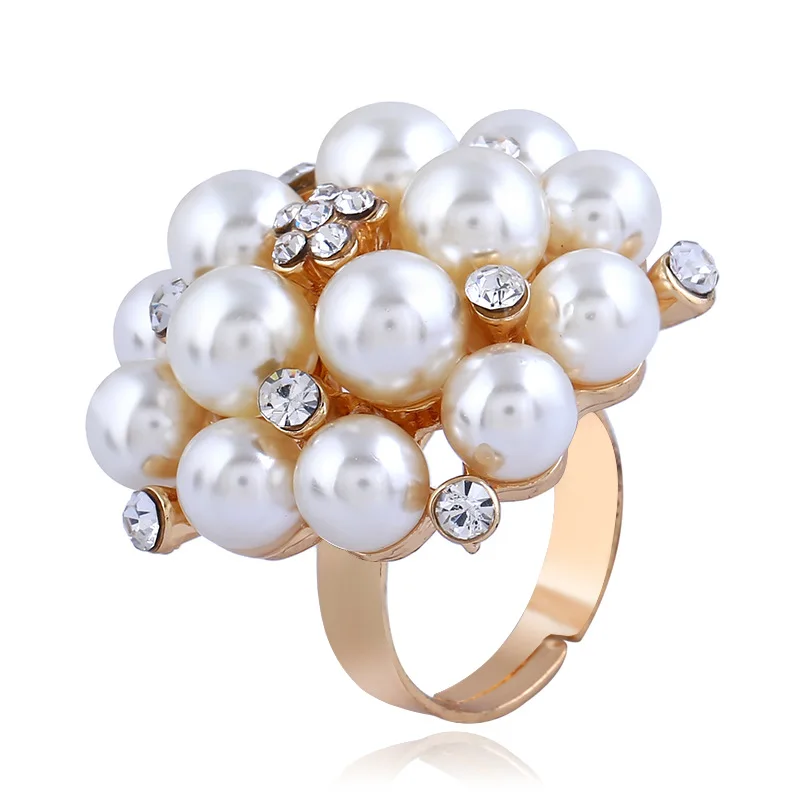 

Fashion Index Finger Ring Opening Adjustable Pearl Ring Wedding Accessories Female Jewelry Rings For Women Cute Princess Rings