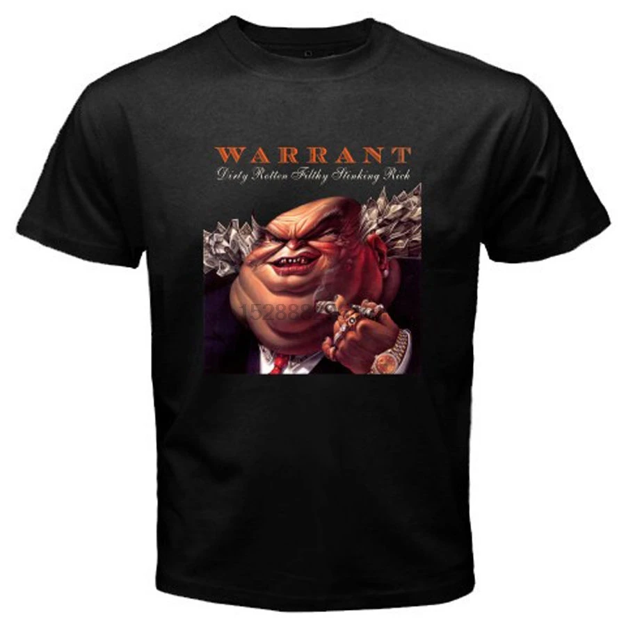Новая мужская черная футболка с надписью WARRANT Dirty Rotten Грязные вонючие размеры от S