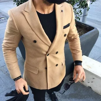 

Autumn And Winter Thick Cashmere Mens Coat Blazer Woolen Materal Man Prom Party Groom Tuxedos (Jacket+Pants+Tie) W:494