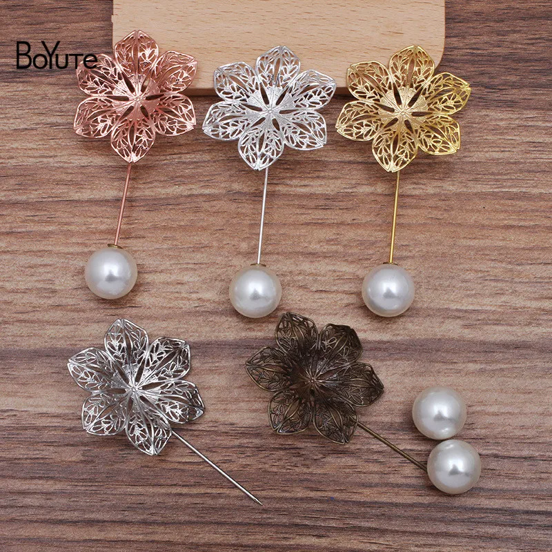 

BoYuTe (20 Pieces/Lot) Metal Brass 40MM Filigree Flower Lapel Pin Base Diy Handmade Brooch Pins Jewelry Accessories