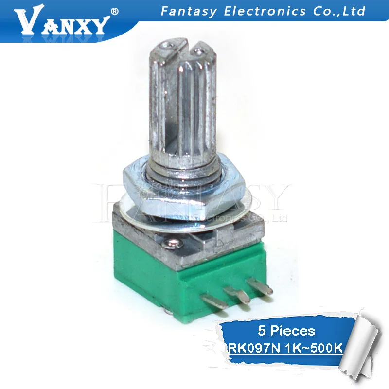 5 Potenziometri RV097NS Con Interruttore - 5K, 10K, 20K, 50K, 100K, 500K Ohm Per Audio