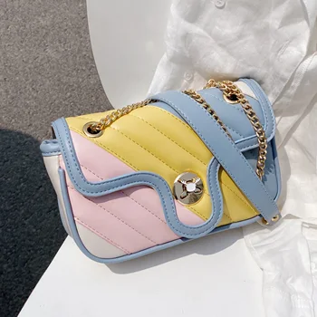 

Luxury Design Macaron Shoulder Crossbody Bags for Women 2020 Rainbow Chain Ladies Messenger Bags Female Purses Casual Totes