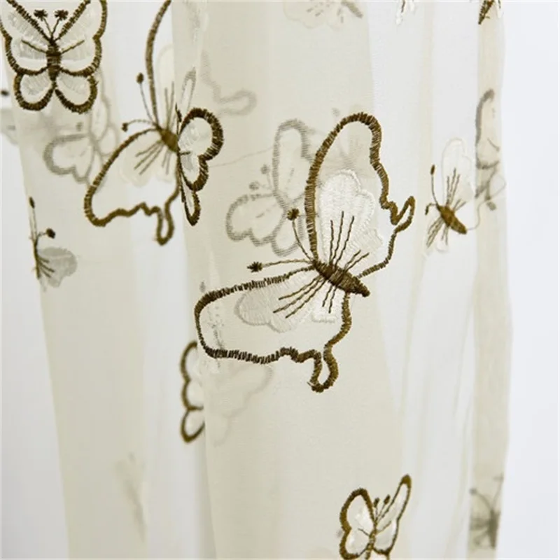 

Embroidered Butterfly Tulle Blue Curtains For Living Room Embroidery Sheer Curtains For Bedroom Balcony Cheap Curtains wp270&2