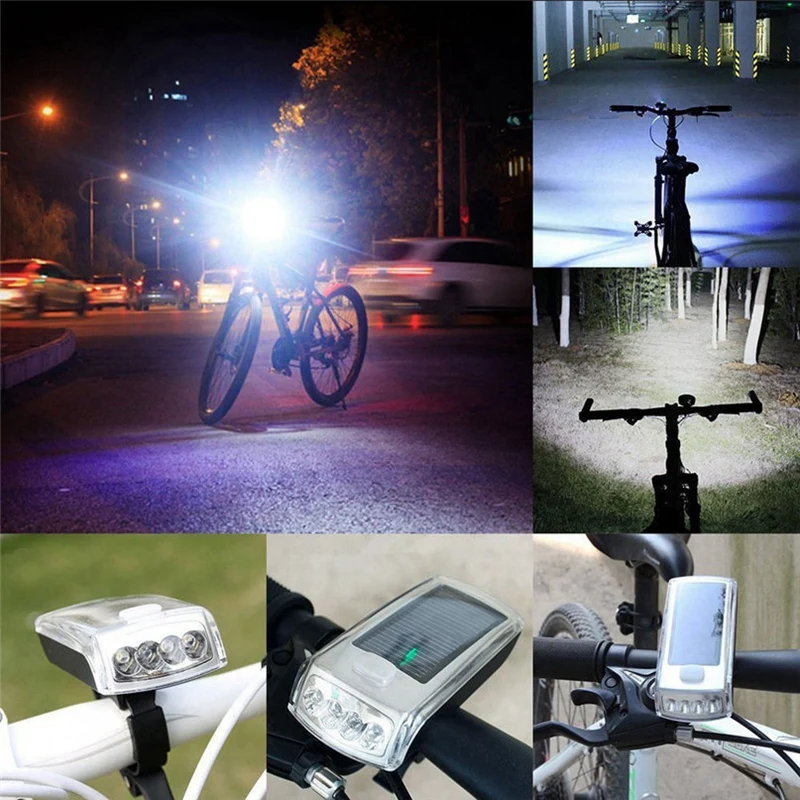 Solar Bicycle Headlights with Horn Bicycle Solar Taillights Usb Charging Led Lights