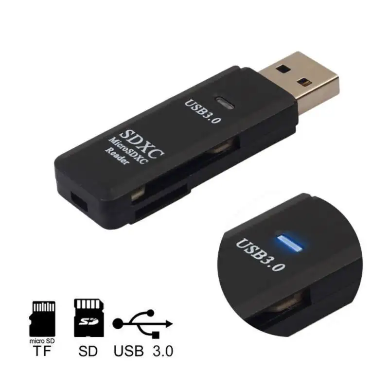 

New ABS 2-in-1 Card Reader Adapter High Speed Transmission for SD/TF micro Laptop Components Memory Micro SD Cards Accessories