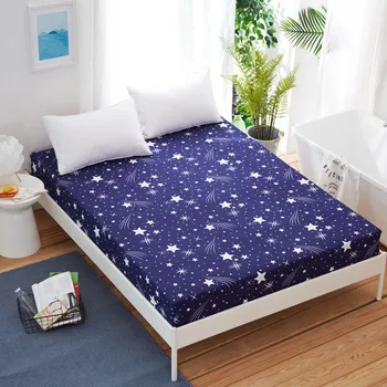 

shinning stars blue fitted sheet pillow case set bedding protector dust proof functional bed linen 25cm deep