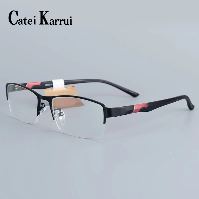 

Catei Karrui Men stainless steel Prescription Eyeglasses Male Half Optical Glasses Frame Male Square Ultralight Eye Myopia