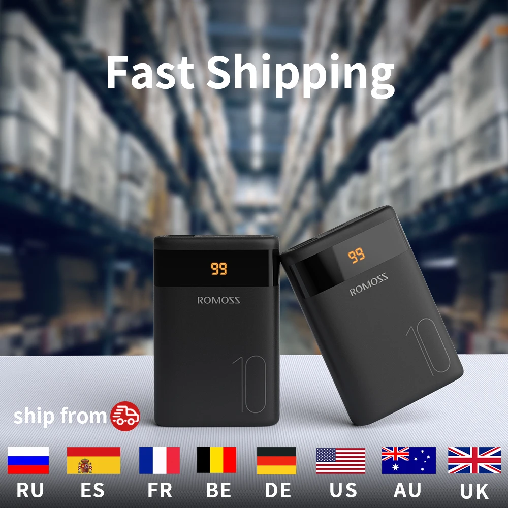 ROMOSS Ares 10 10000 мАч Внешний аккумулятор с двойным USB портом внешний дорожный размер