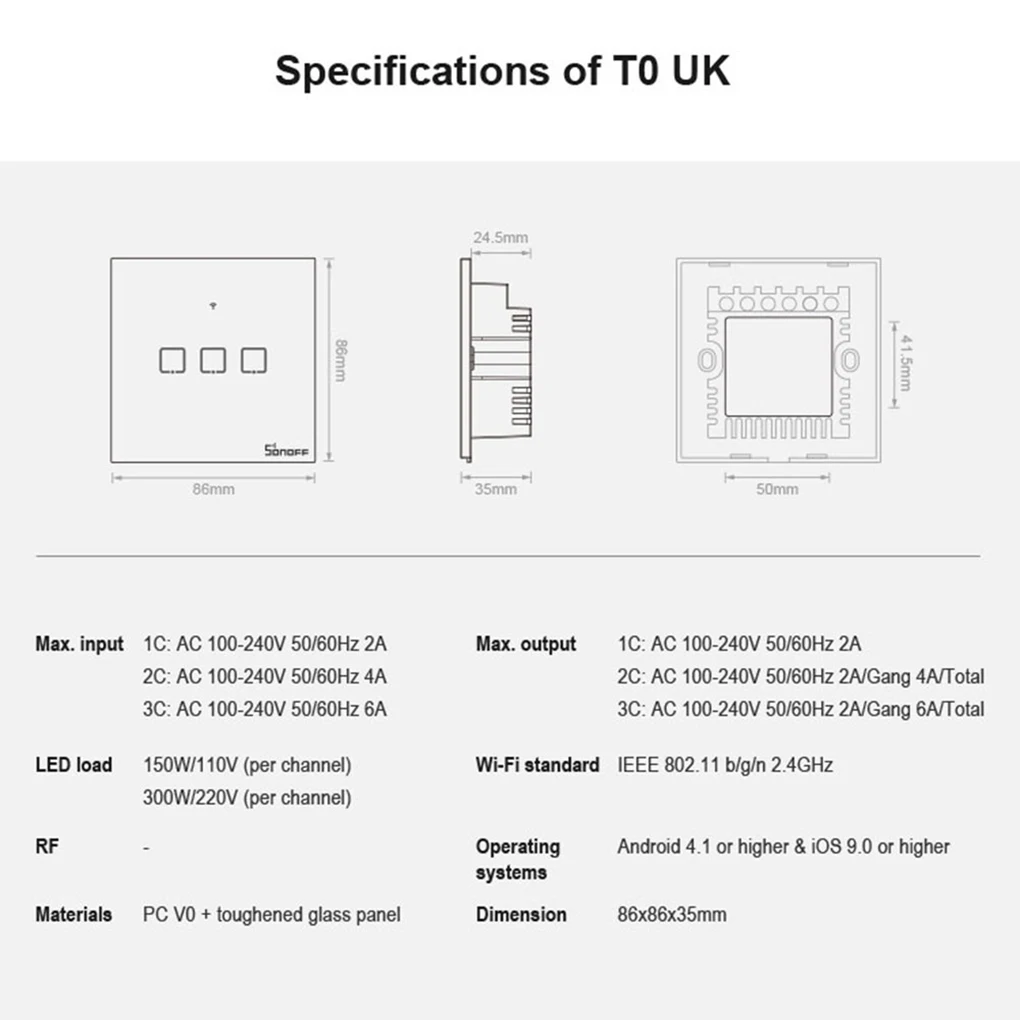 Интеллектуальный выключатель света SONOFF T0 1/2/3 серии TX Wifi светильник выключатель лампы бытовой техники Управление умный выключатель Великобритания Стандартный