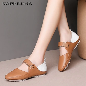 

Karinluna Brand New Trendy Comfortable Flat Genuine Letaher Cow Skin Women Shoes Sandals
