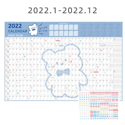 Affiche de calendrier annuel 2022, joli autocollant mural pour planificateur quotidien 365 jours, papeterie fournitures scolaires et de bureau 