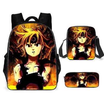 

Seven Deadly Sins School Bag Set for Teenager Boys Girls Backpack Children Student School Rucksack 3D Anime Mochilas
