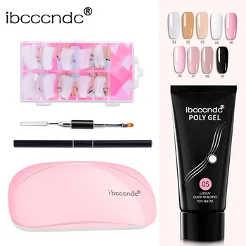 

Nail Art Set Pink 15g Poly Gel Nail Builder Gel Varnish Polish Polygel Quick Nail Extension Hard Gel UV Lacquer Nail Dryer
