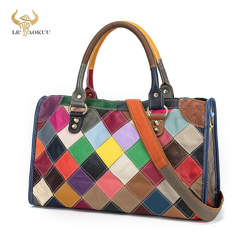 

2021 Multi-Colorful Quality Leather Luxury Ladies Patchwork Large Doctor Handbag Over The Shoulder bag Women Design Tote bag 271