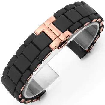 

Silicone Rubber Watchband silicone wristband bracelet Rose gold buckle for AR5905 AR5906 AR5919 AR5920 20 23mm watch band strap