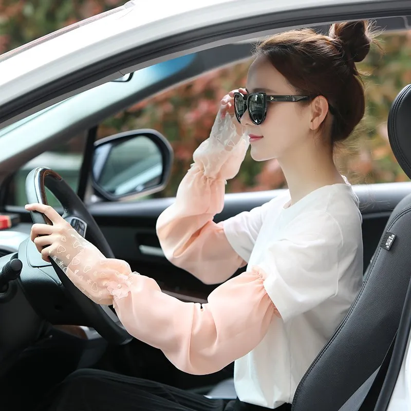 

New Style Sun-resistant Gloves Women's Summer UV-Protection Thin Ice Lace Sun-resistant Cuff Arm Sleeves Long