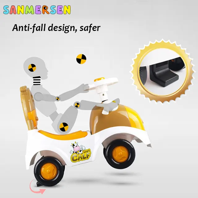 Baby Balance Bike Walker Cartoon Music Kids Ride on Toys 1-3years Children for Learning Walk Scooter Four-wheeled Vehicle 4