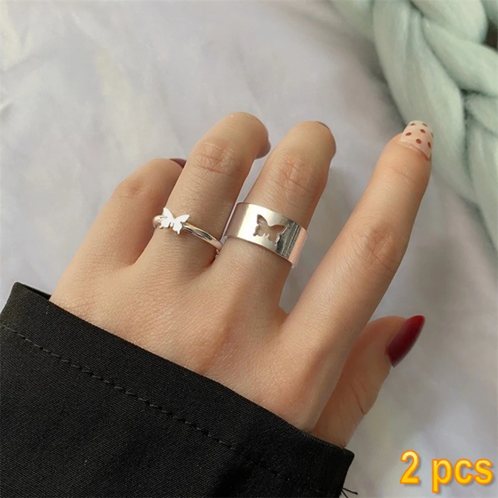 IFMIA Trendy Gold Butterfly Rings For Women Men Lover Couple Rings Set Friendship Engagement Wedding Open Rings 2021 Jewelry 25