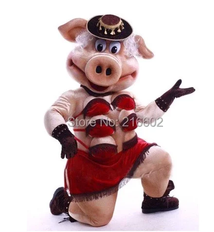 New Adult Hot Sale Striptease Strip Pig Mascot Costume Christmas Fancy Dress Halloween Free Ship | Тематическая одежда и
