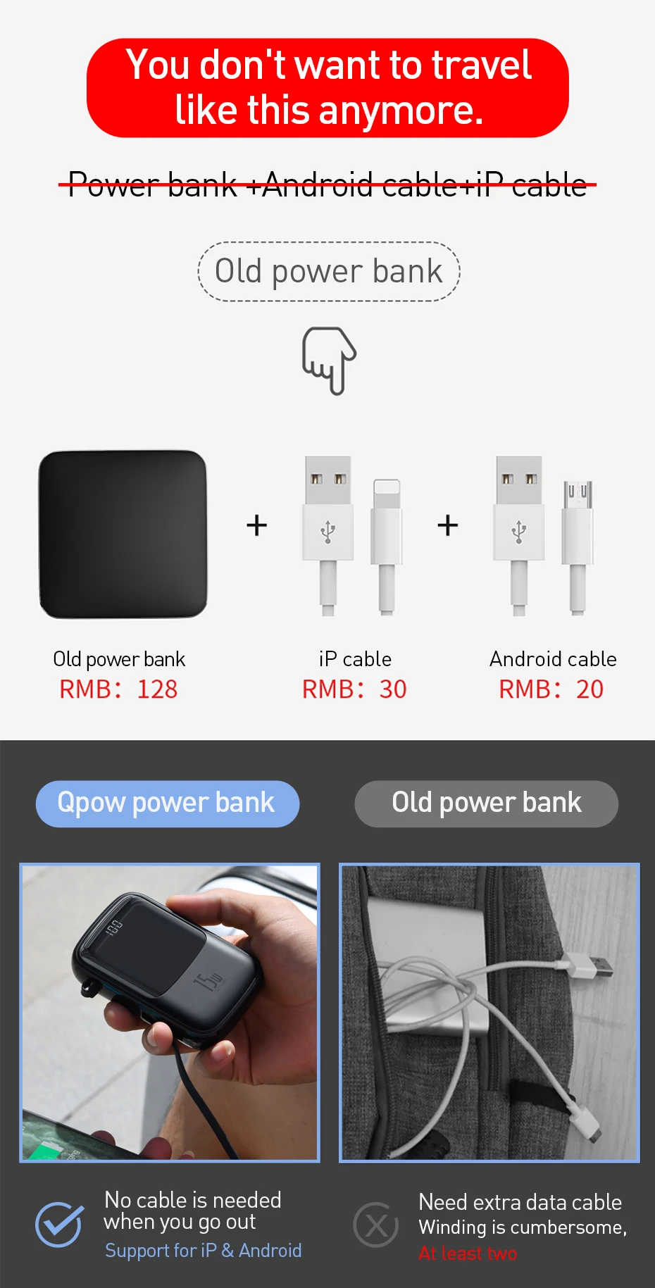 mini power bank Baseus Power Bank 10000mAh Built-in Type C Cable 3A 15W Powerbank Phone Charger Digital Display Poverbank Mini Portable Charger power bank portable charger